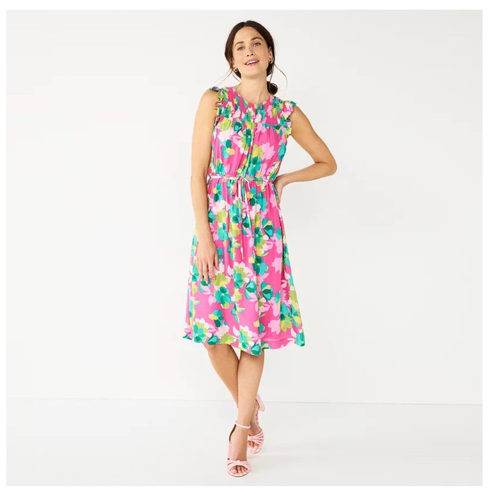 DRAPER JAMES - RSVP Smocked-Yoke Ruffle Short Dress - NWT